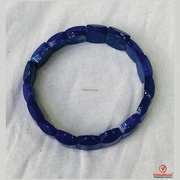 Unisex Lapis Lazuli Bracelet, Handcrafted Lapis Lazuli Gemstone Bracelet, Minima - Picture 3 of 4